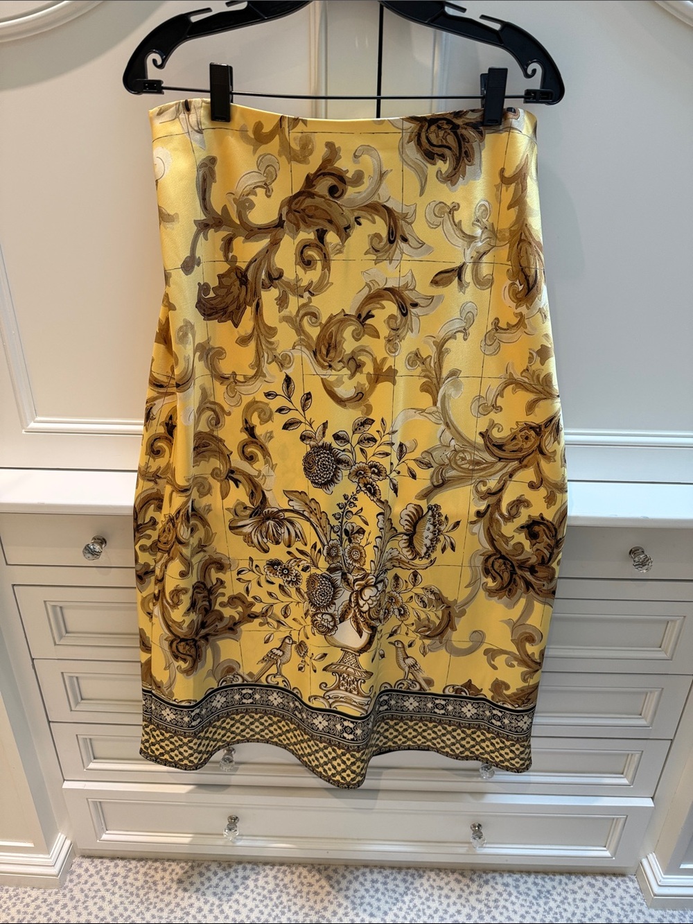 Alice + Olivia Yellow Floral-Print A-Line Skirt